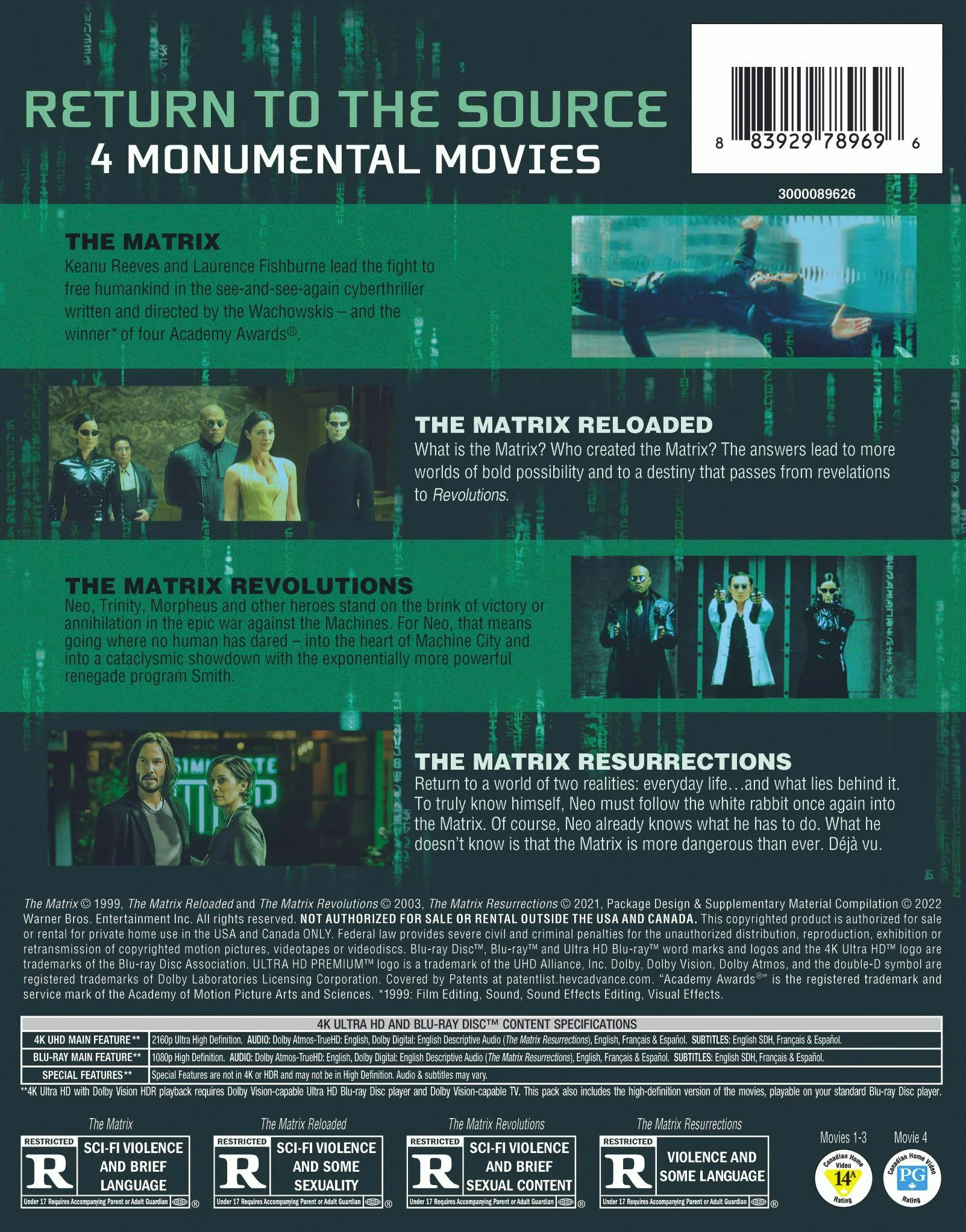 The Matrix Collection (4K Ultra HD + Blu-ray (Boxset)) [UHD] - Image 3