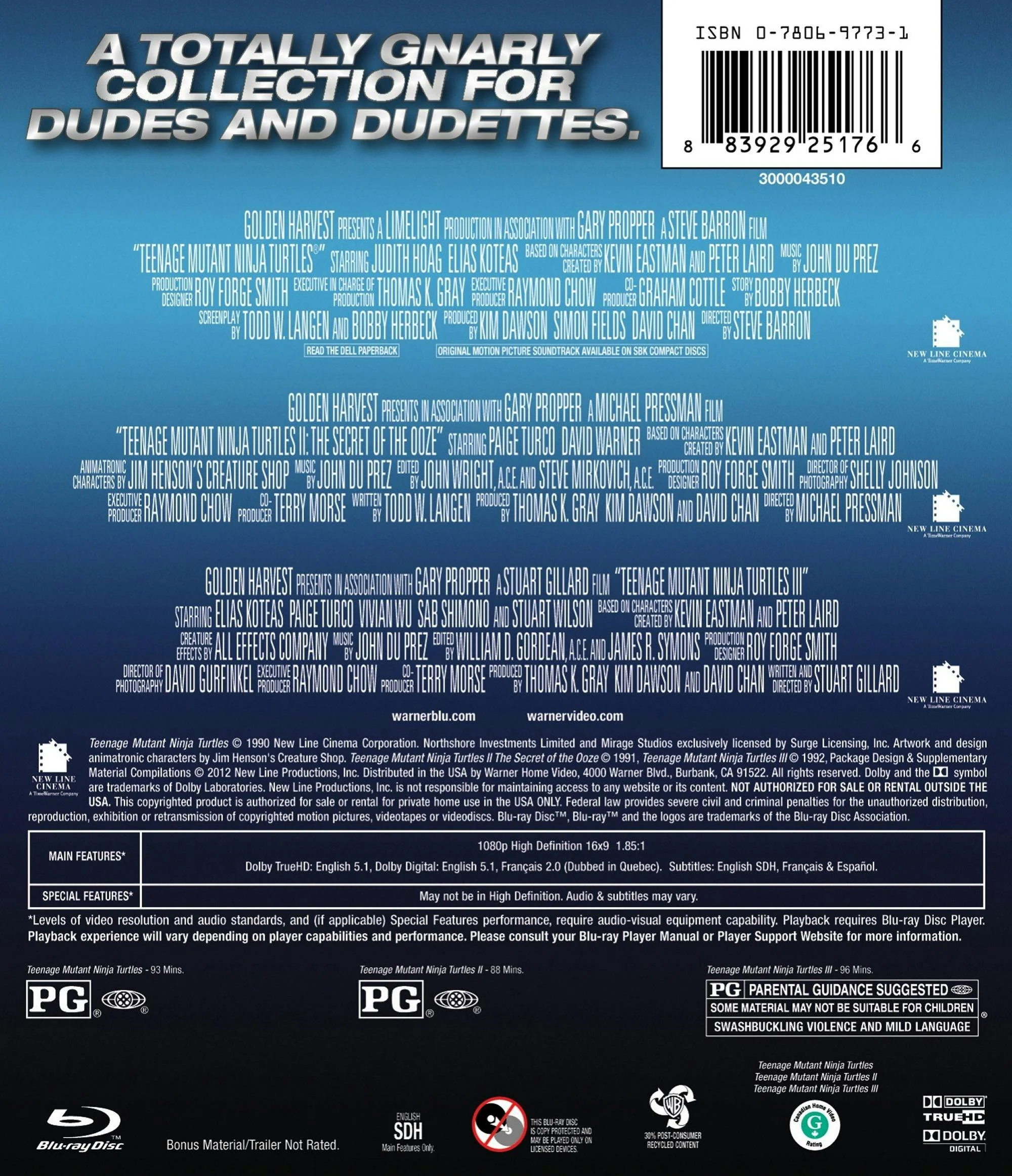 Teenage Mutant Ninja Turtles Triple Feature (Box Set) [Blu-ray] - Image 3