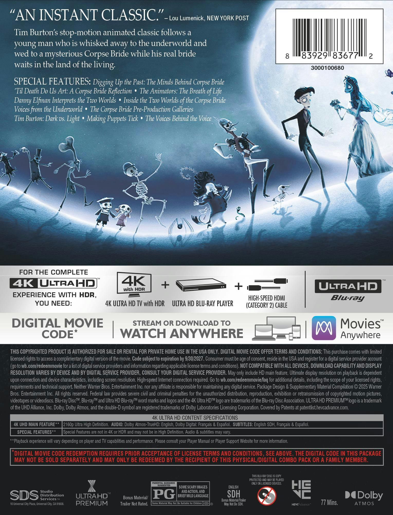 Tim Burton's The Corpse Bride (Limited Edition 4K Ultra HD Steelbook + Digital) [UHD] - Image 3