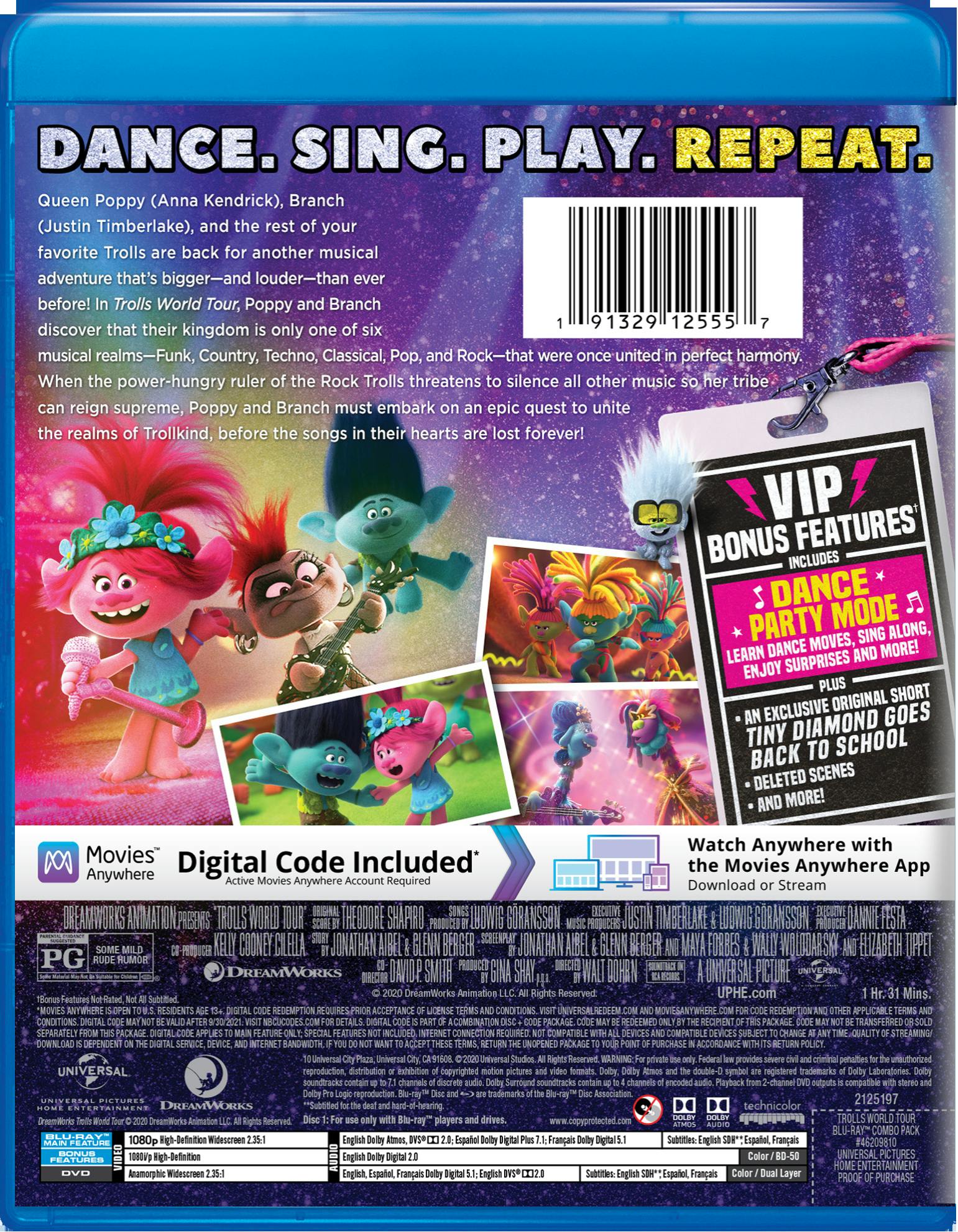 Trolls World Tour (Dance Party Edition DVD + Digital) [Blu-ray] - Image 2