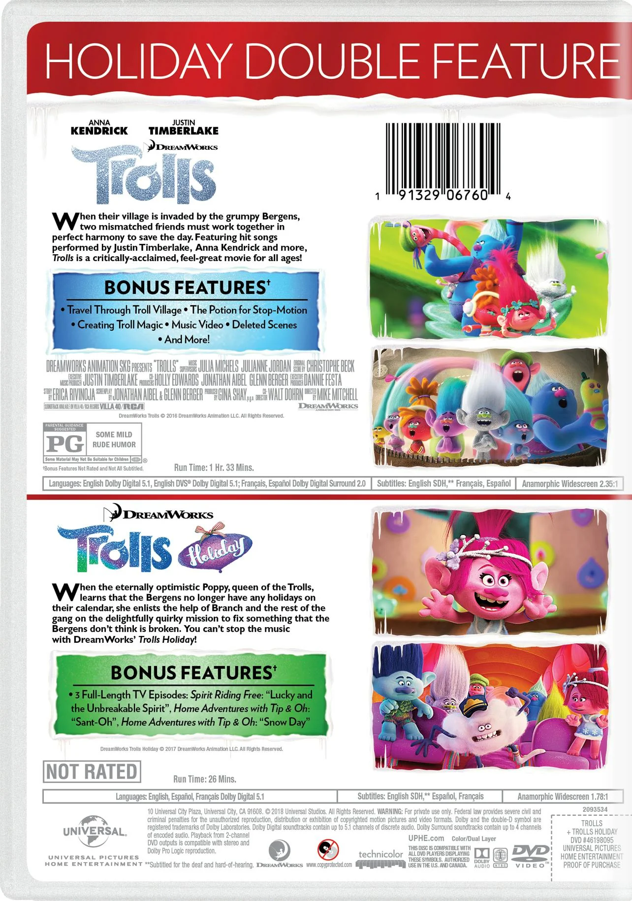 Trolls/Trolls Holiday (DVD Double Feature) [DVD] - Image 2
