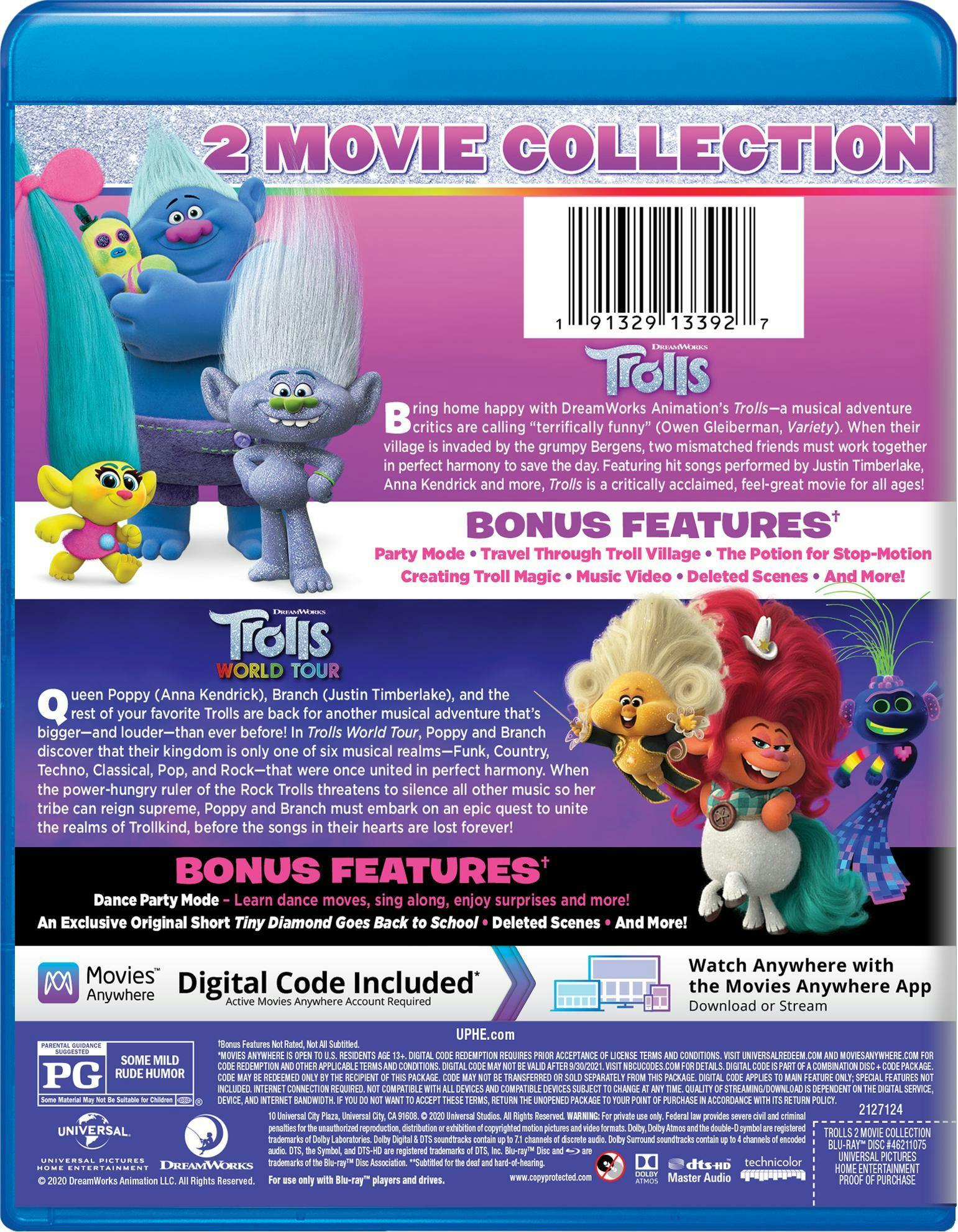 Trolls/Trolls World Tour (Blu-ray + Digital Copy) [Blu-ray] - Image 3