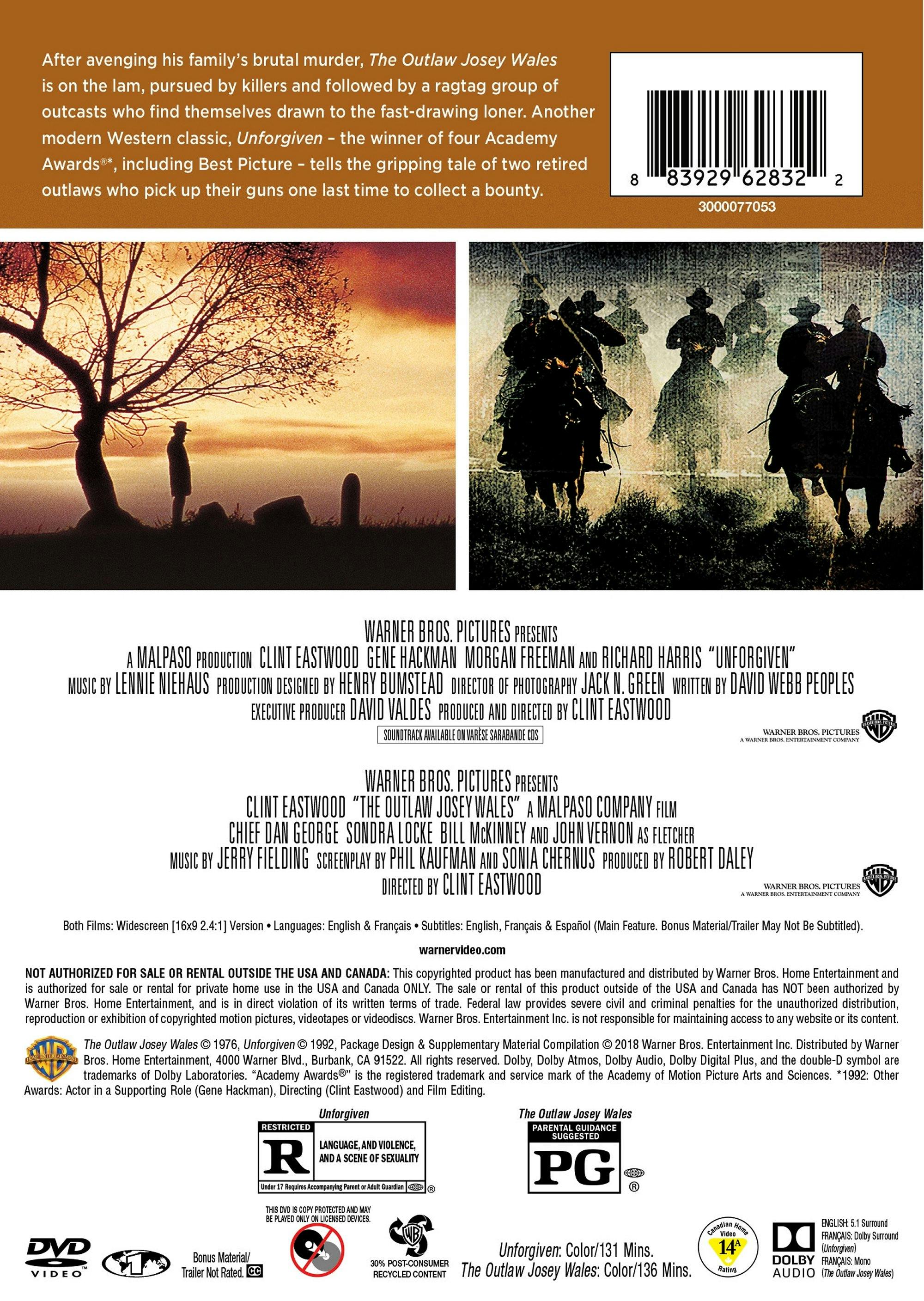 Unforgiven/The Outlaw Josey Wales (DVD Double Feature) [DVD] - Image 2