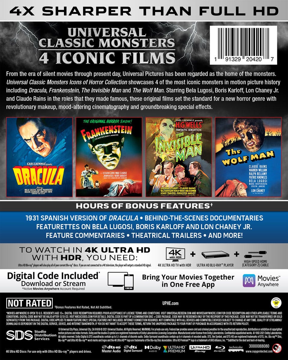Universal Classic Monsters: Icons of Horror Collection (4K Ultra HD + Blu-ray + Digital Copy) [UHD] - Image 3