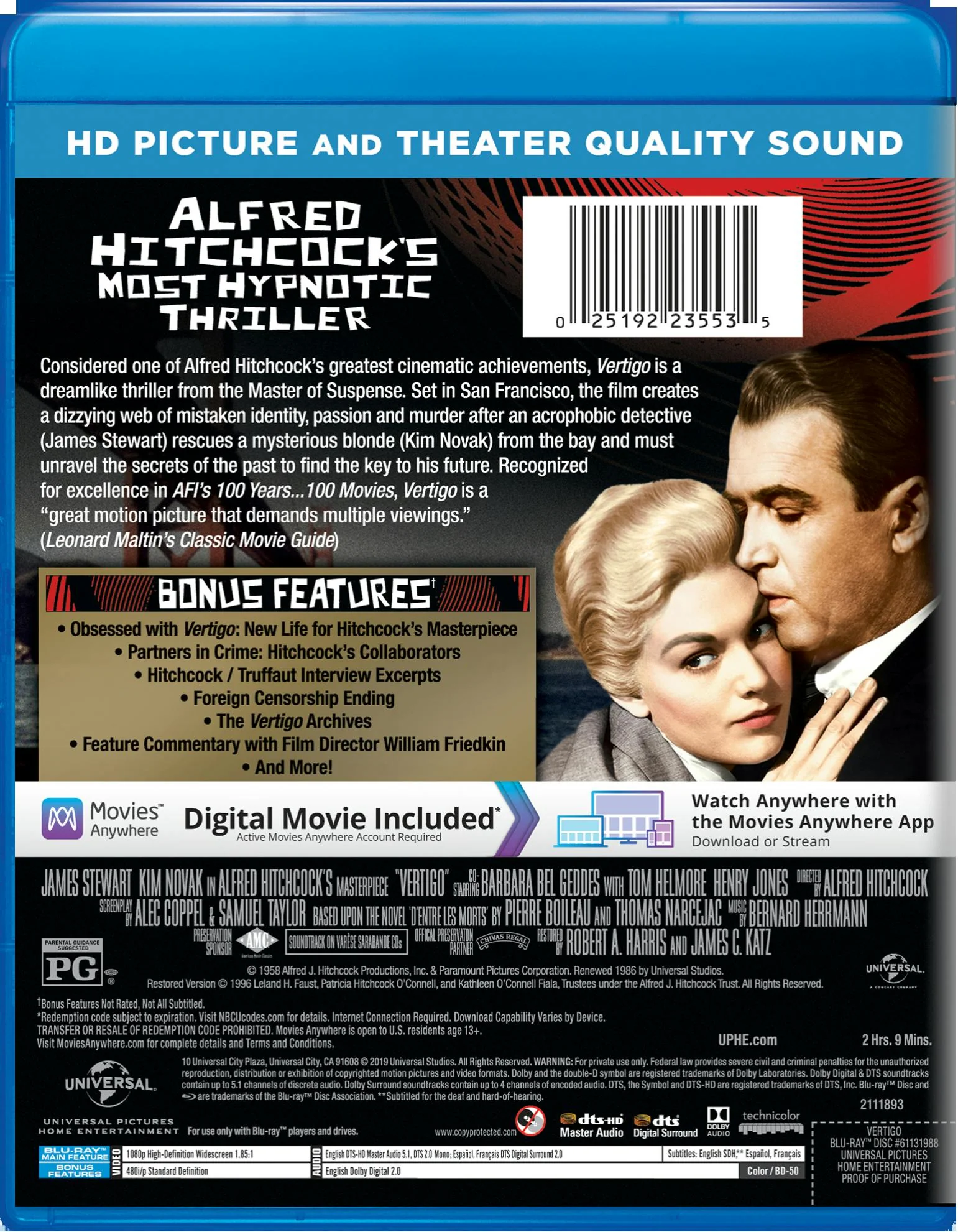 Vertigo (Blu-ray + Digital Copy) [Blu-ray] - Image 2