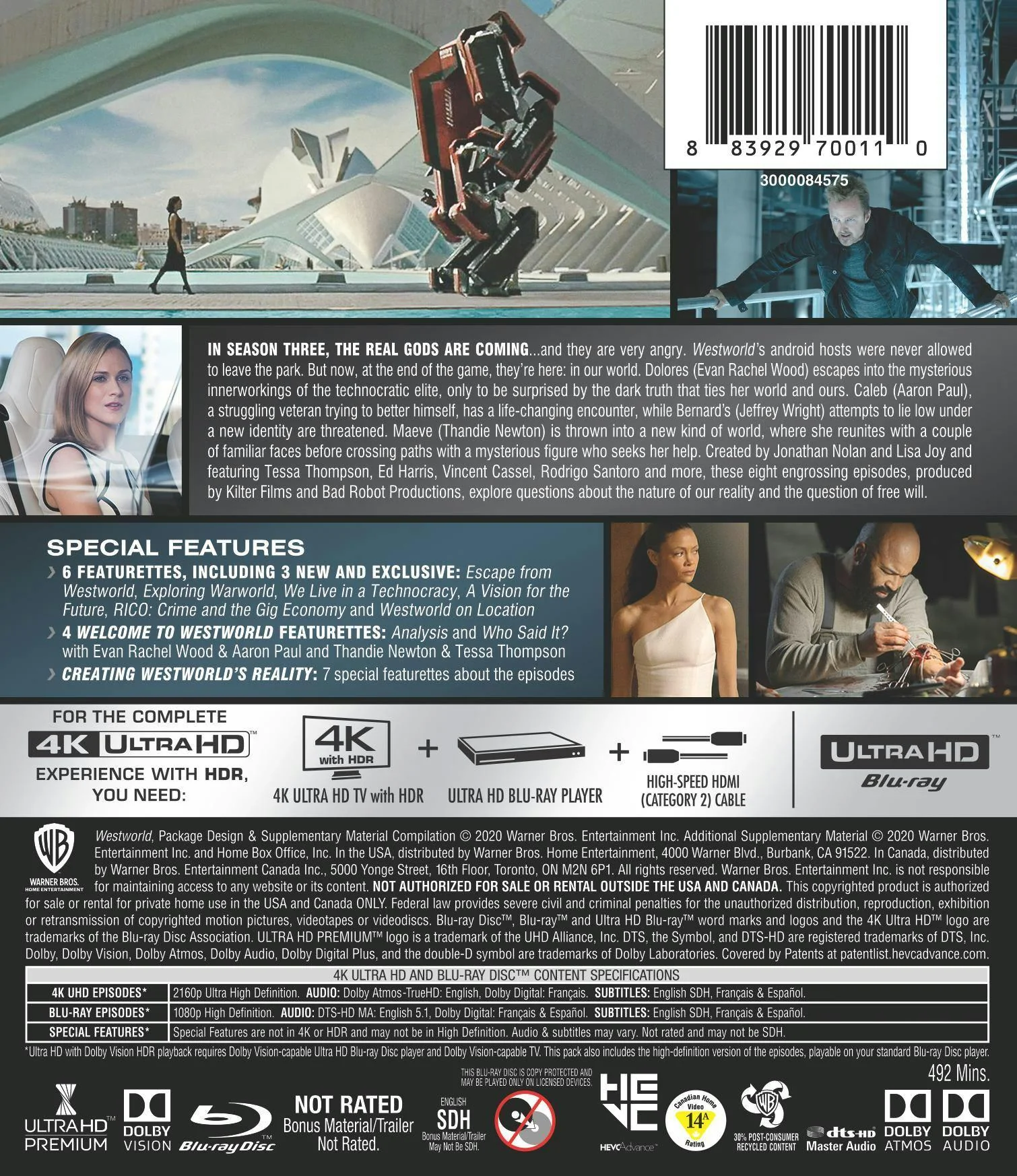 Westworld: S3: The New World (4K Ultra HD + Blu-ray + Digital Copy) [UHD] - Image 3