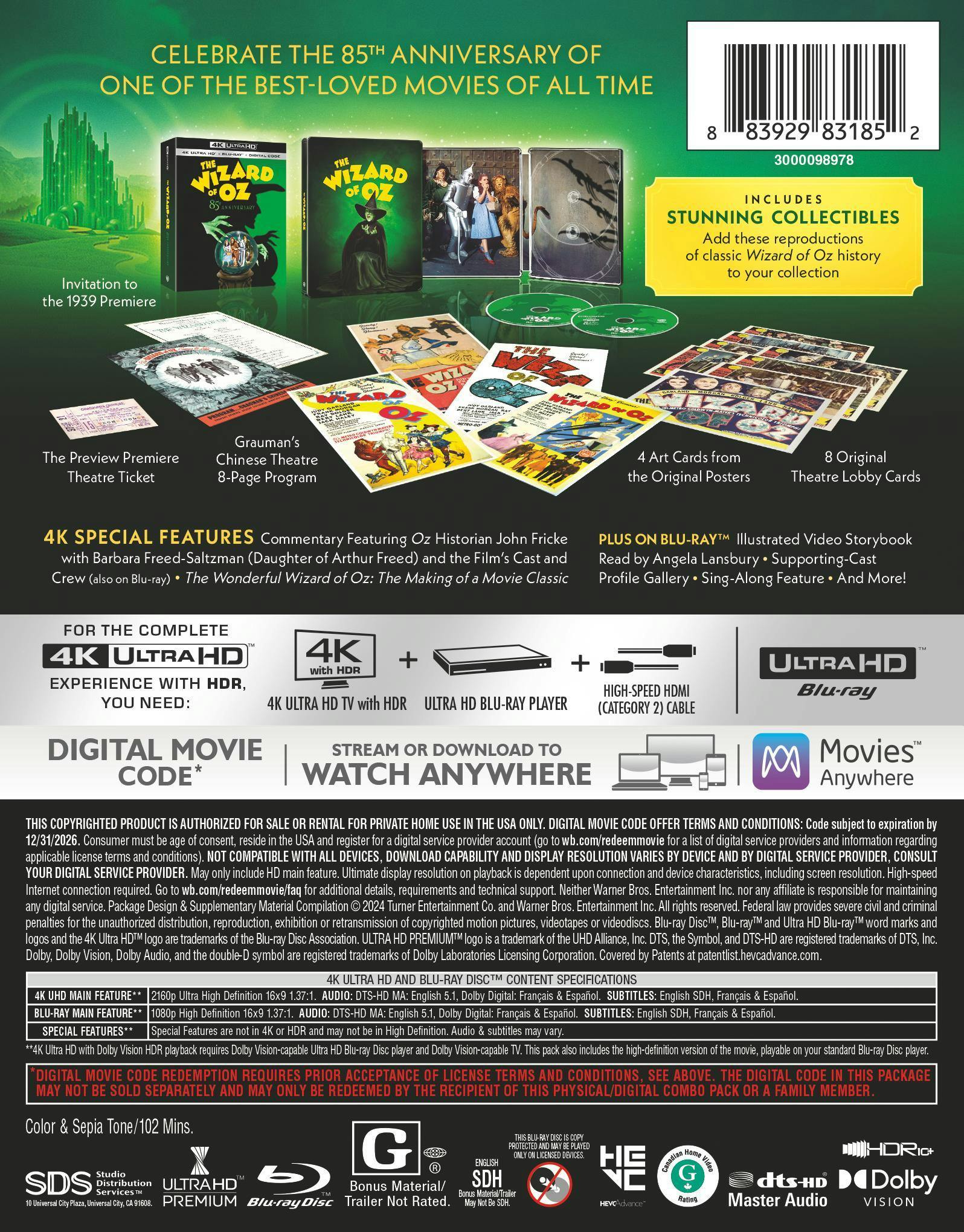 The Wizard of Oz : 85th Anniversary Theater Edition (Limited Edition Steelbook) [UHD] - Image 3