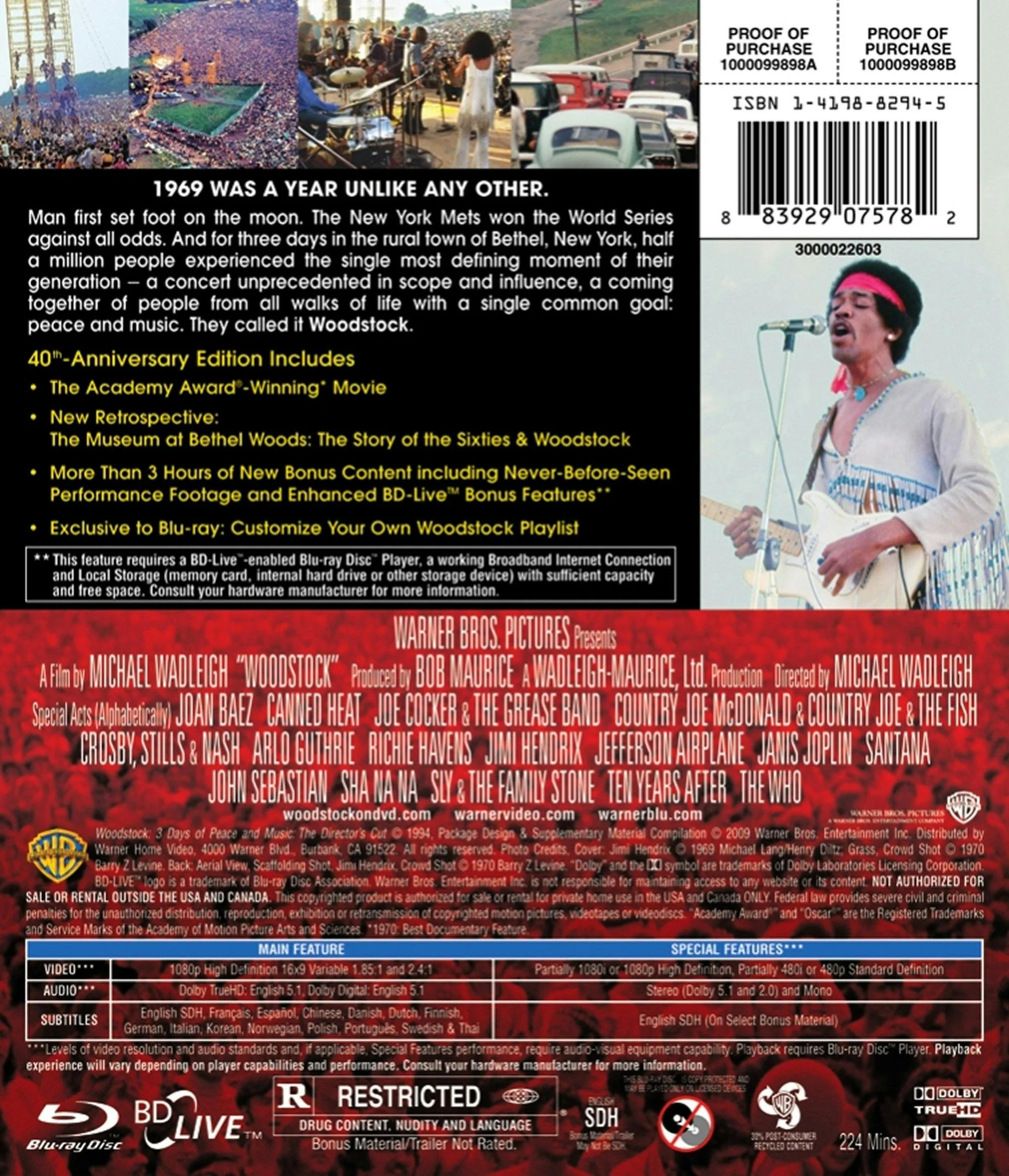 Woodstock 3 Days of Peace & Music SE (Blu-ray Ultimate Collector's Edition) [Blu-ray] - Image 3